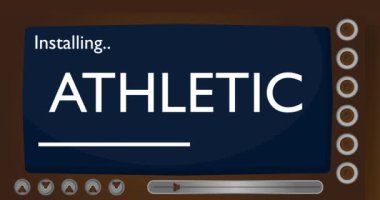 Atletizm kuruluyor. Eski TV 'de metin ekranı.