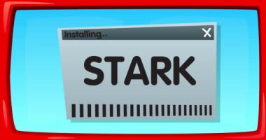 Penceresinde Stark sözcüğünün olduğu soyut çizgi film ekranı.