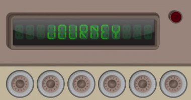 Seyahat Metni ile Dijital Harfler Saat Paneli.