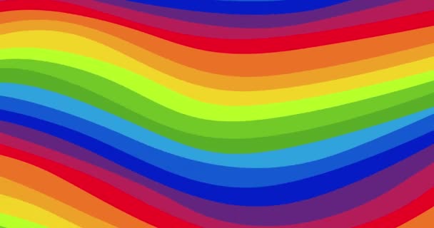 Φωτεινές Πολύχρωμες Οριζόντιες Κυματιστές Γραμμές Χρώματα Ουράνιο Τόξο Αφηρημένο Φόντο — Αρχείο Βίντεο