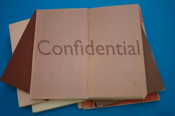 Confidential Word Opened Book Vintage Natural Patterns Old Antique Paper — Stock Photo, Image