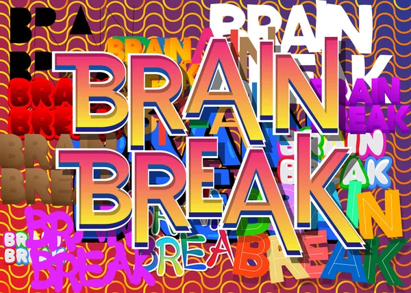 Brain Break Word Written Children Font Cartoon Style — Stock vektor