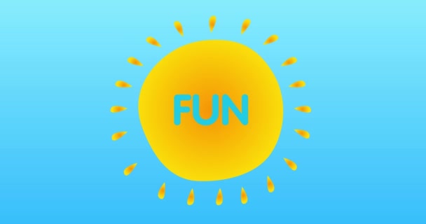 Fun Text Yellow Hot Summer Sun Simple Animation Bright Orange — Stockvideo