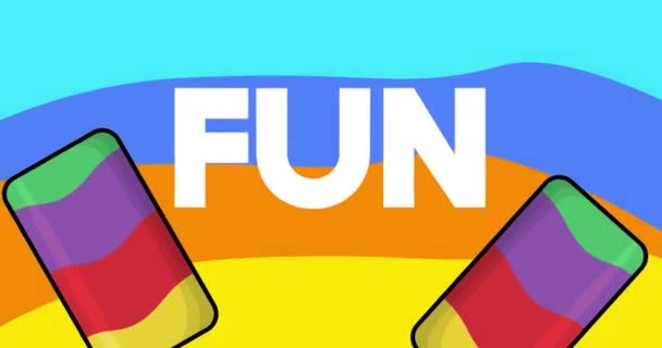 Ice Cream Fun Text Colorful Animated Summer Sweet Food Cartoon — ストック動画