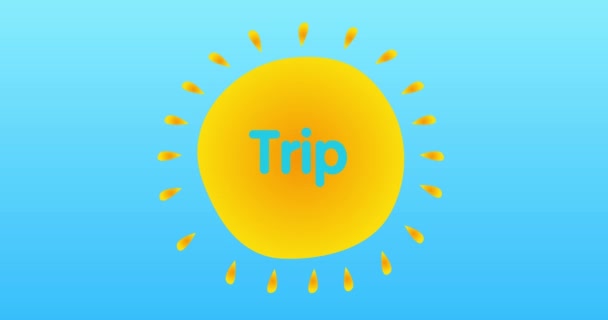 Texto Viagem Com Sol Verão Quente Amarelo Animação Simples Uma — Vídeo de Stock