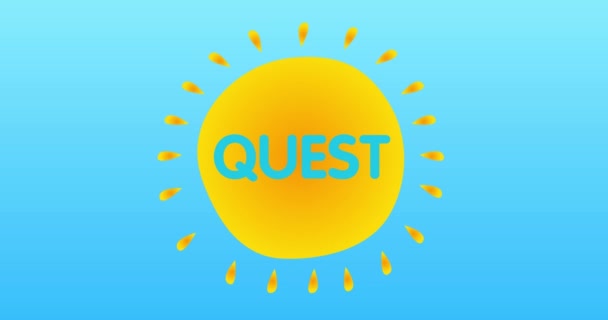 Quest Text Yellow Hot Summer Sun Simple Animation Bright Orange — Vídeo de stock