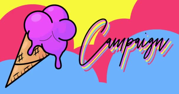Texte Campagne Avec Crème Glacée Dansante Sur Fond Coloré — Video