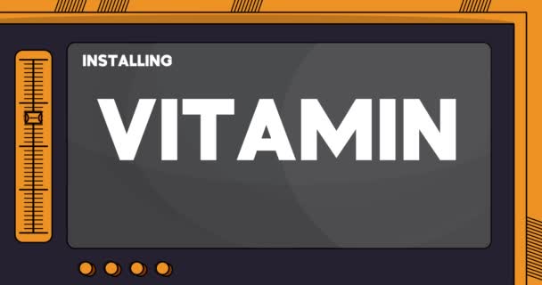 Installing Vitamin Text Cartoon Screen — Vídeo de Stock