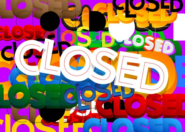 Closed Word Written Children Font Cartoon Style — Stok Vektör