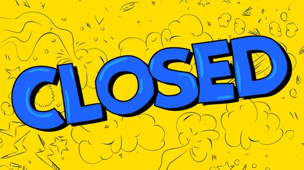 Closed Word Written Children Font Cartoon Style — Vector de stock