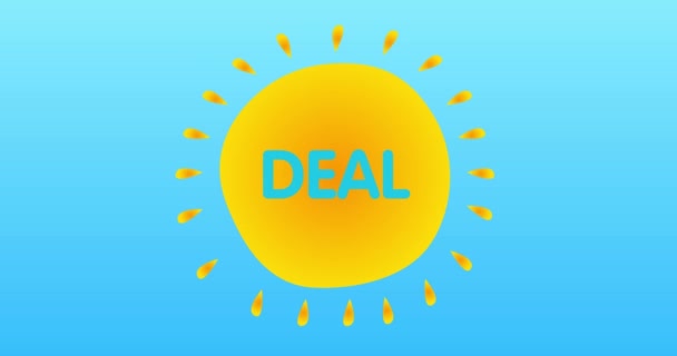 Deal Text Yellow Hot Summer Sun Simple Animation Bright Orange — Stock Video