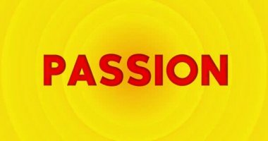 Passion text with yellow hot summer sun. Simple animation of a bright orange sunlight.