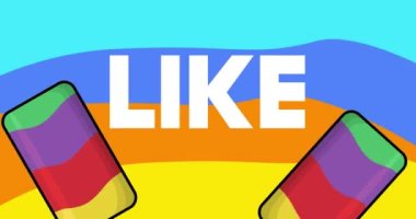Ice Cream with Like text. Colorful animated summer sweet food cartoon. 4k resolution animation, moving image.