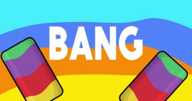Ice Cream with Bang text. Two colorful animated summer sweet food cartoon. 4k resolution animation, moving image.