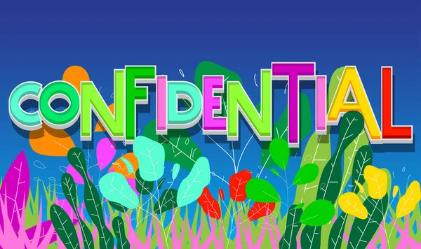 Confidential Word Written Children Font Cartoon Style —  Vetores de Stock