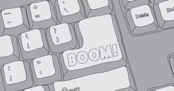 Компьютерная Клавиатура Текстом Boom Крупный План Электронной Части Компьютерного Устройства — стоковое видео
