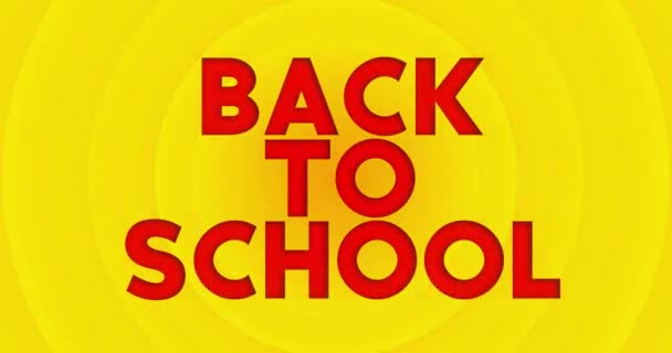 Back School Text Yellow Hot Summer Sun Simple Animation Bright — Stockvideo