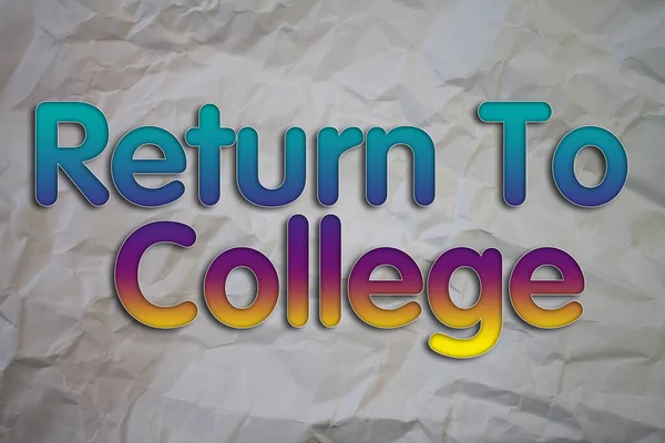 Return To College text with Torn, Crumpled White Paper on colored background.