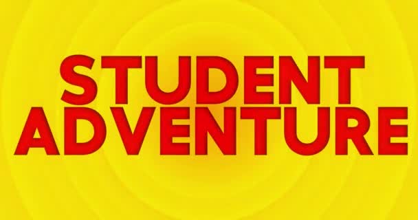 Student Adventure Tekst Żółtym Gorącym Letnim Słońcem Prosta Animacja Jasnego — Wideo stockowe