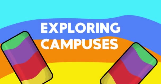 Ice Cream Exploring Campuses Text Two Colorful Animated Summer Sweet — ストック動画