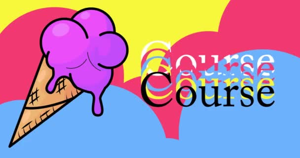 Ice Cream Course Text Colorful Animated Dancing Summer Sweet Food — Wideo stockowe