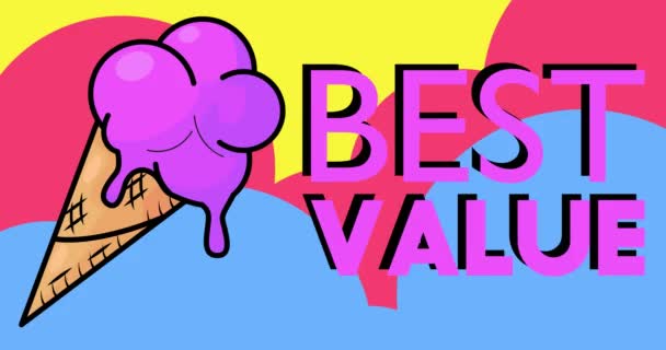 Ice Cream Best Value Text Colorful Animated Dancing Summer Sweet — Video