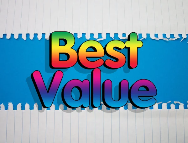 Best Value Text Mit Zerrissenem Zerknittertem Weißbuch Auf Farbigem Hintergrund — Stockfoto