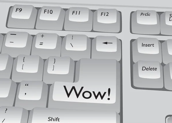 Computer Keyboard Wow Text Close Electronic Computer Device Part Keypad — Vetor de Stock