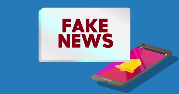 Fake News Tekst Notificatie Zeepbel Van Draagbare Informatie Apparaat Scherm — Stockvideo