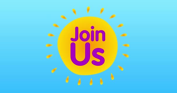 Join Text Center Yellow Hot Summer Sun Blue Sky Simple — Vídeo de Stock