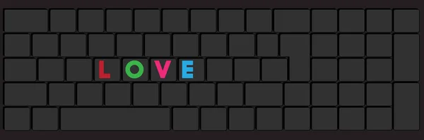 Computer Keyboard Love Text Close Electronic Computer Device Part Keypad — Stockvektor