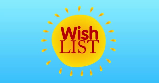 Wish List Text Center Yellow Hot Summer Sun Blue Sky — Stok video