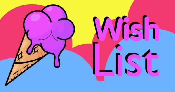 Ice Cream Wish List Text Colorful Animated Dancing Summer Sweet — Wideo stockowe