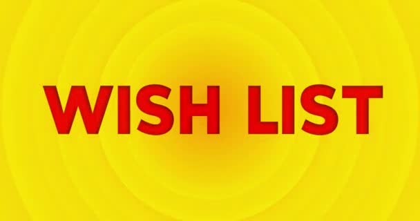 Wish List Text Yellow Hot Summer Sun Simple Animation Bright — Stockvideo