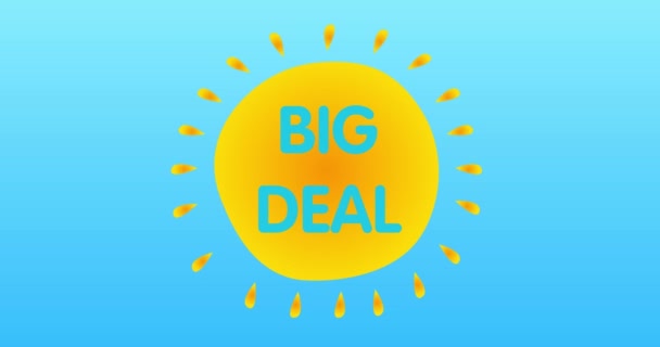 Big Deal Text Center Yellow Hot Summer Sun Blue Sky — Stok video