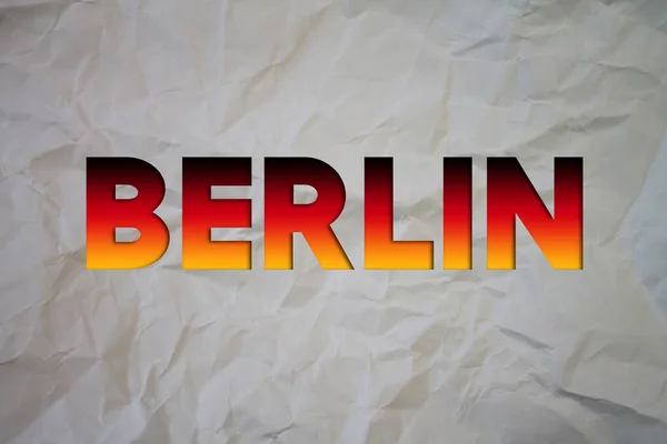 Berlin Text Torn Crumpled White Paper Colored Background — Stock Photo, Image