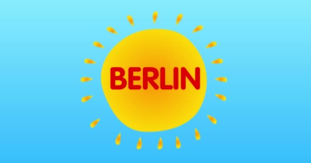 Berlin Text Center Yellow Hot Summer Sun Blue Sky Simple — Wideo stockowe