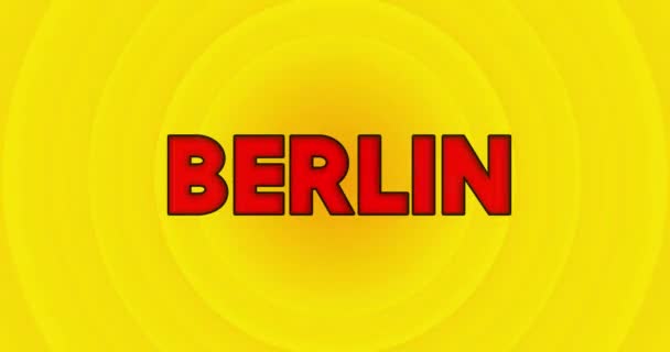 Берлінський Текст Жовтим Літнім Сонцем Проста Анімація Яскравого Оранжевого Світла — стокове відео