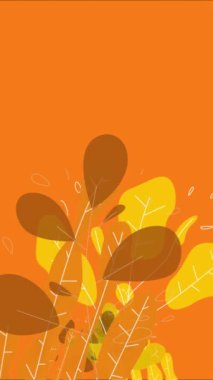 Abstract simple orange background with orange leafs. Organic shape. Design background for social media post, 4k resolution vertical animation.