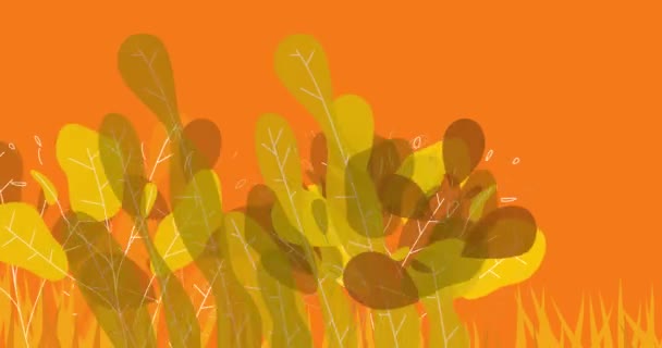 Абстрактний Простий Помаранчевий Фон Апельсиновим Листям Органічна Форма Дизайн Фону — стокове відео