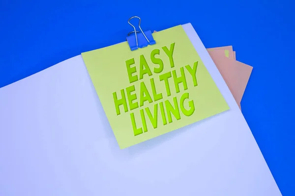 Easy Healthy Living Text Adhesive Note Paper Event Celebration Reminder — Fotografia de Stock
