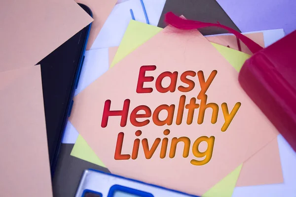 Easy Healthy Living Text Adhesive Note Paper Event Celebration Reminder — Fotografia de Stock