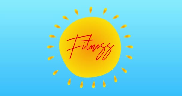 Fitness Text Center Yellow Hot Summer Sun Blue Sky Simple — Αρχείο Βίντεο