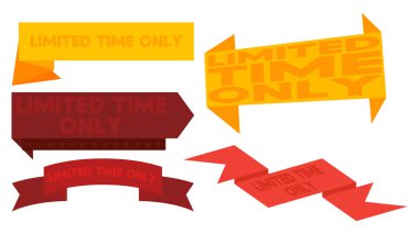 Set of ribbon with Limited Time Only text. Banner template. Label sticker. Sign.