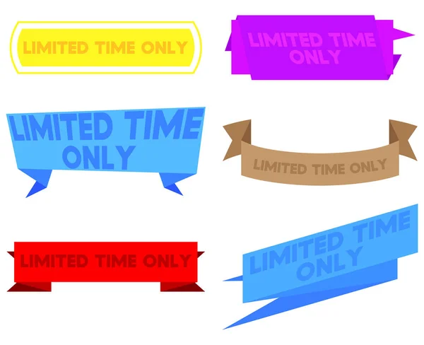 Set Ribbon Limited Time Only Text Banner Template Label Sticker — Stock vektor