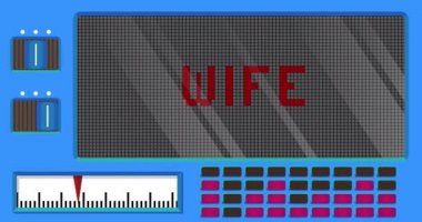 Wife text on a Digital Led Panel. Announcement Message with Light Equipment.