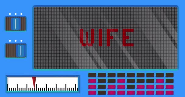 Wife text on a Digital Led Panel. Announcement Message with Light Equipment.