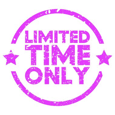 Simple vintage rubber stamp with Limited Time Only text.