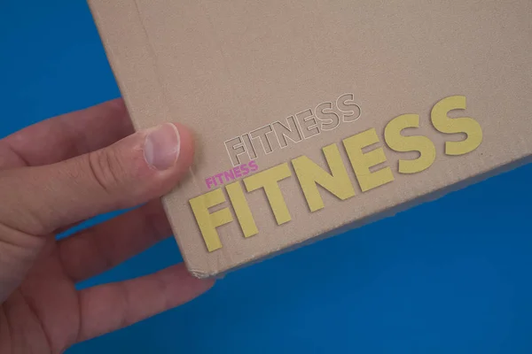 Fitness Word Cardboard Box Brown Folded Cardbox — Foto Stock
