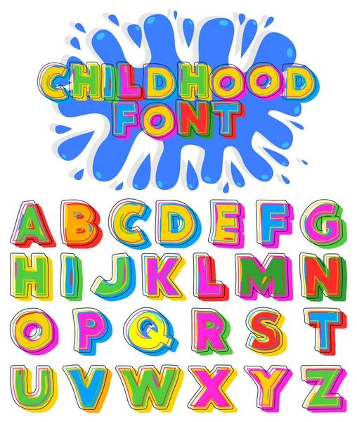 Childhood Font Children Bright Alphabet Letters Symbols Colorful Vector Typescript — Wektor stockowy